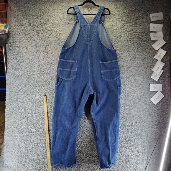 Red Kap Jeans Mens Size 46x32 Blue Denim Adjustable Bib Overalls - Picture 9 of 10